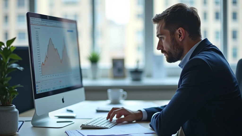 Chercheur économique analysant les données financières sur ordinateur