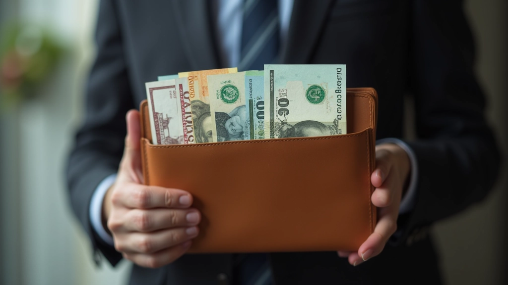 Portefeuille avec billets et pièces de monnaie, symbole du pouvoir d'achat et de la gestion financière personnelle