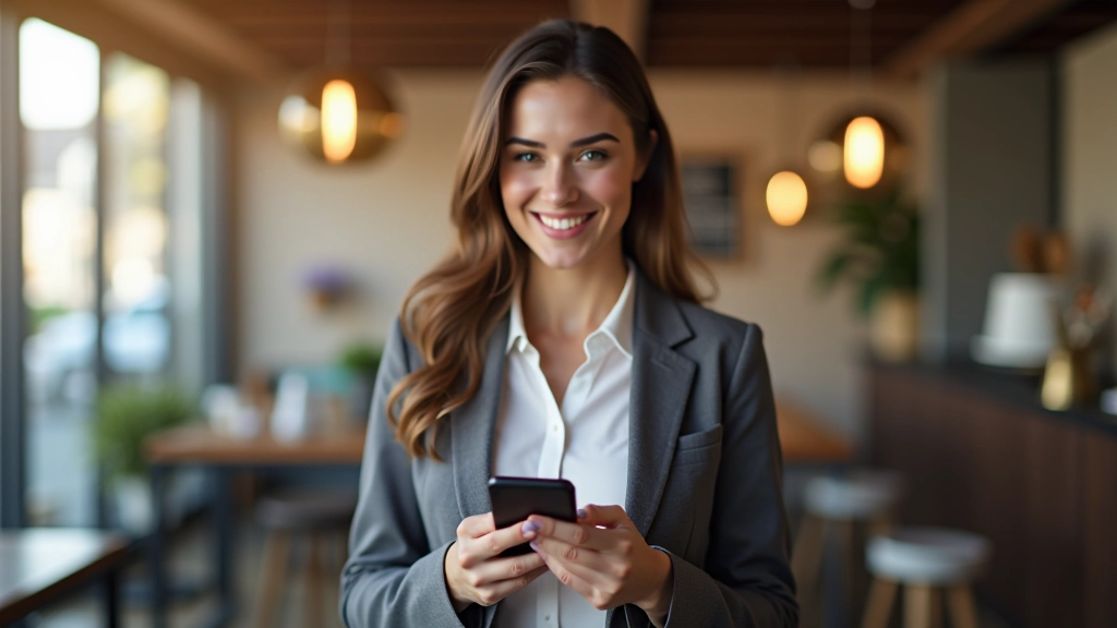 Personne consultant un smartphone affichant un graphique d'inflation, assis dans un café moderne